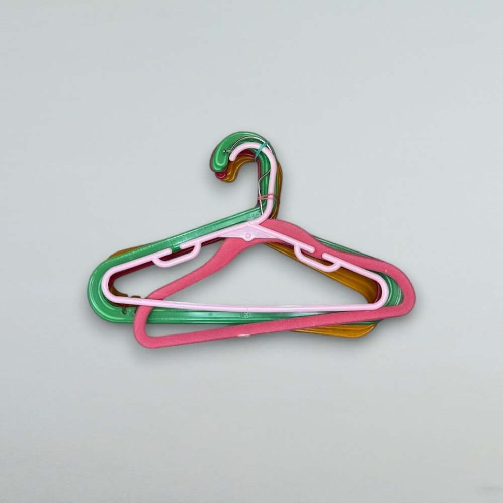 9 Piece Kids Clothes Hanger Lot Colorful Plastic & Velvet Child Size Hangers - Picture 3 of 3